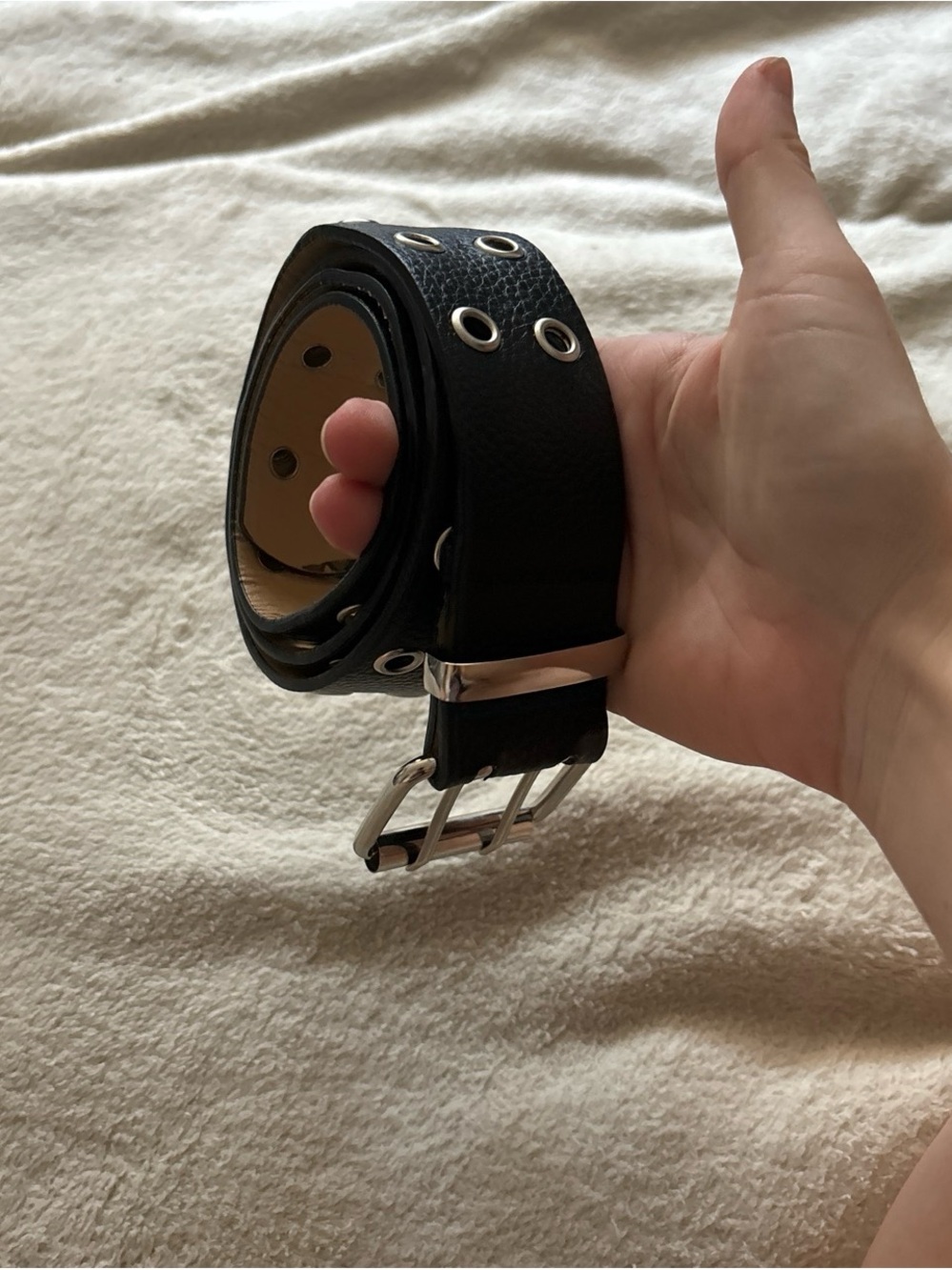 Black Leather Grommet Belt women’s Fashion Accessory